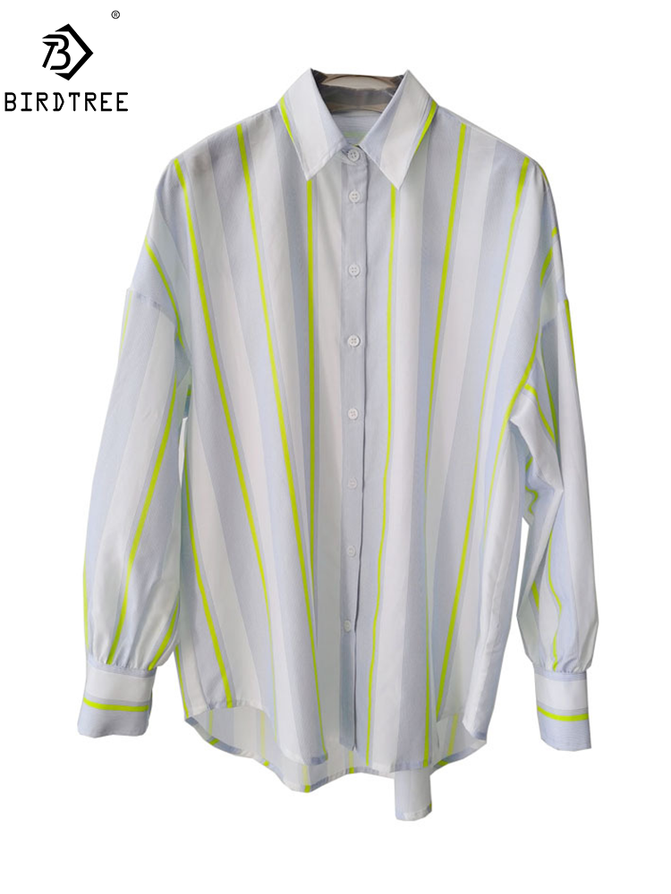 Silk Blouse Button - BirdTree, 16MM 27,7% Echt Zijde Elegant