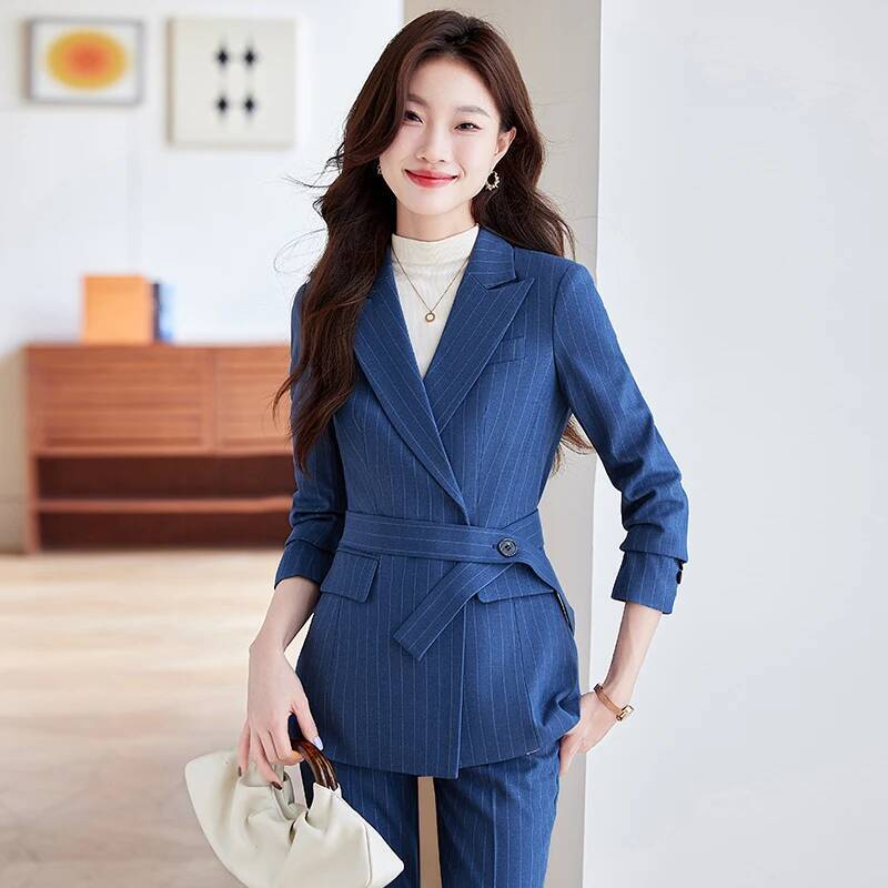 Women'S Formal Wear Pantsuits - Hoge kwaliteit stof elegante gestreepte formele