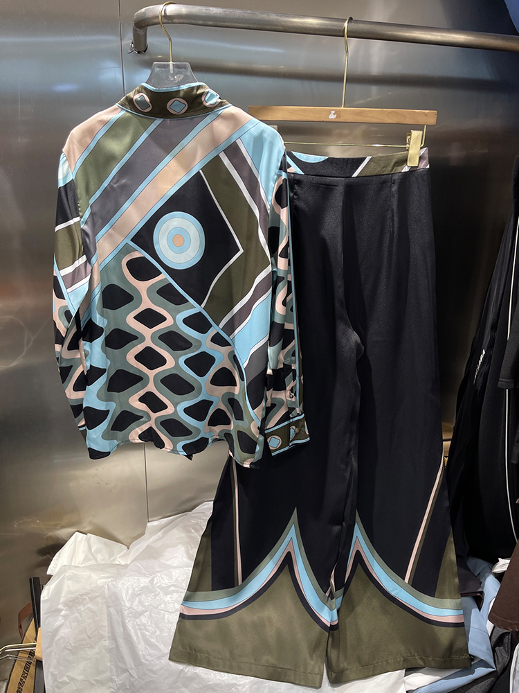 Retro geometrisch geprint zijd - Silk Blouse Button recensie en prijs