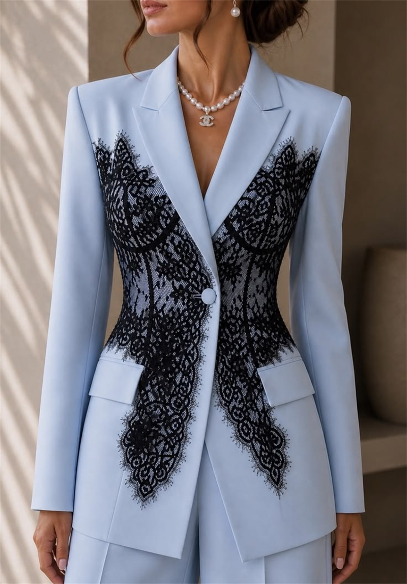 Mode blauwe damespakken set 2- - Women'S Formal Wear Jackets recensie en prijs