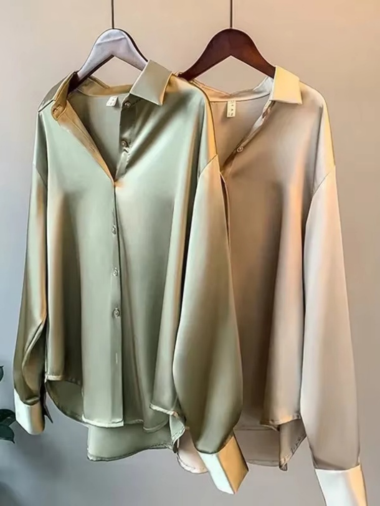 2026 Elegante satijnen losse d - Silk Blouse Button recensie en prijs