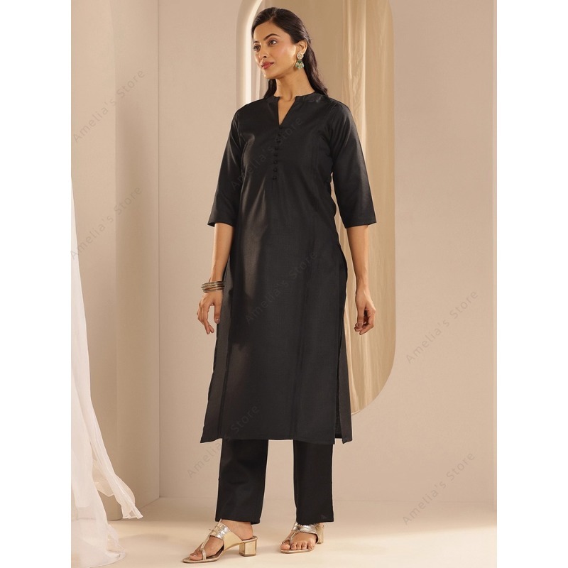 Dames Zwart Jacquard Kurta Pan - Women Formal Wear Indian recensie en prijs