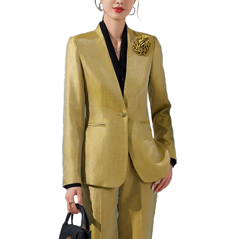 Vrouwen Blazer Broek Sets Goud - Women'S Formal Wear Pantsuits recensie en prijs