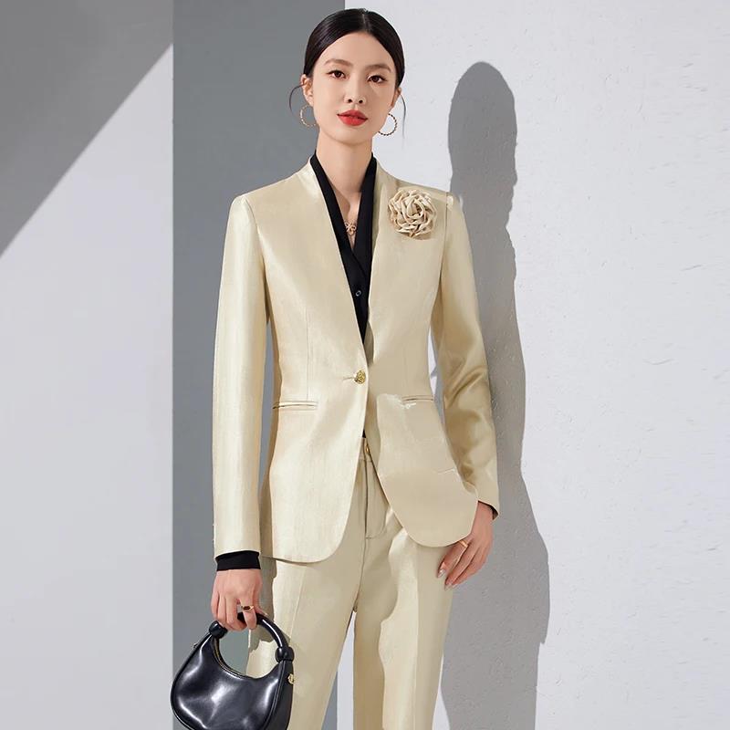 Vrouwen Blazer Broek Sets Goud - Women'S Formal Wear Pantsuits recensie en prijs