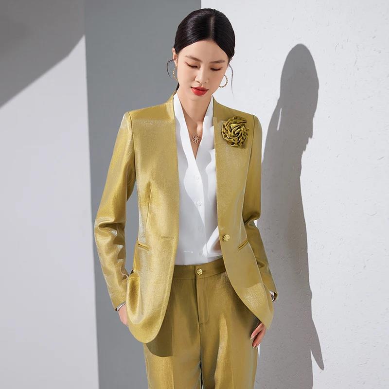 Vrouwen Blazer Broek Sets Goud - Women'S Formal Wear Pantsuits recensie en prijs